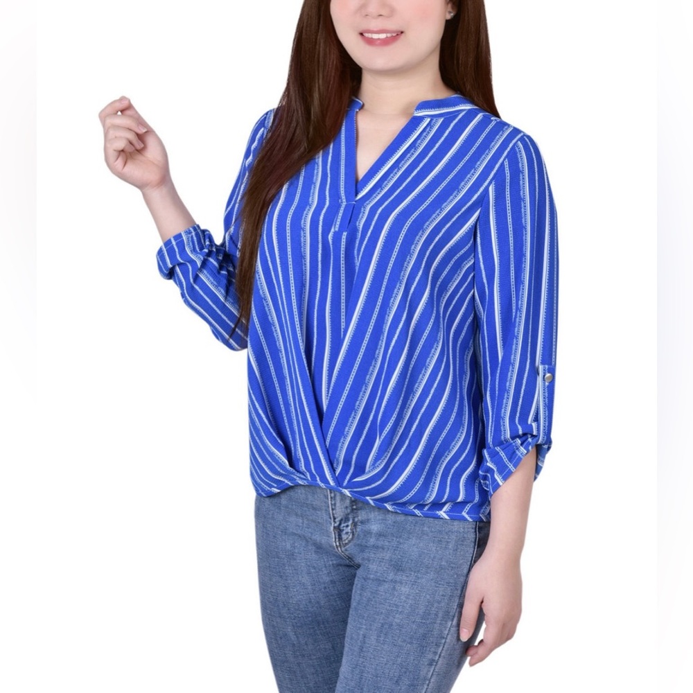 Striped Twist Front Blouse